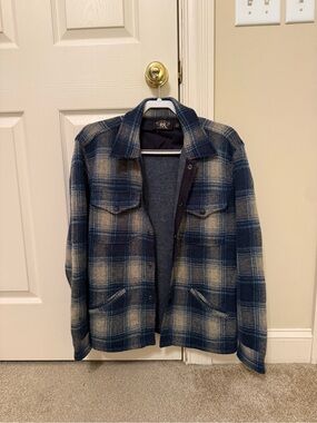 Ralph Lauren Double RL Men's Blue Plaid Wool-Blend Shacket